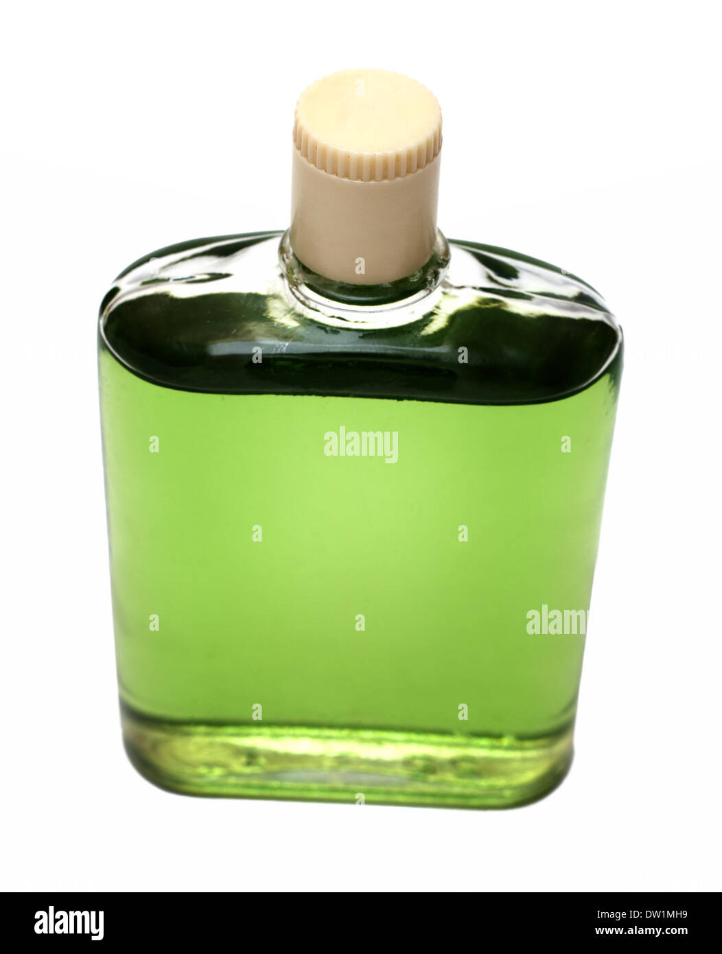Viejo verde botella con Colonia. Foto de stock