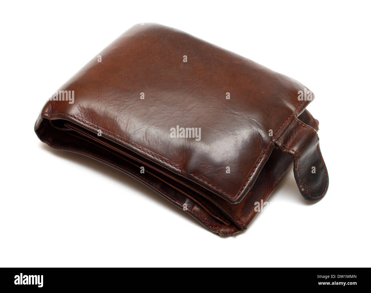 Abultada cartera de cuero marrón Foto de stock
