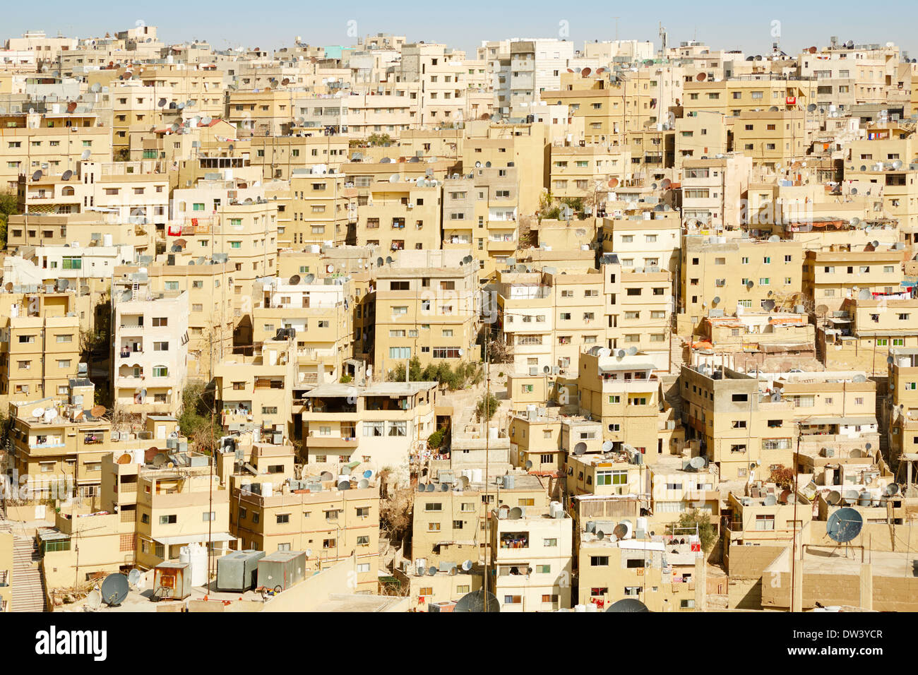 Oriente Medio los edificios y casas en la mañana en Ammán, Jordania Foto de stock