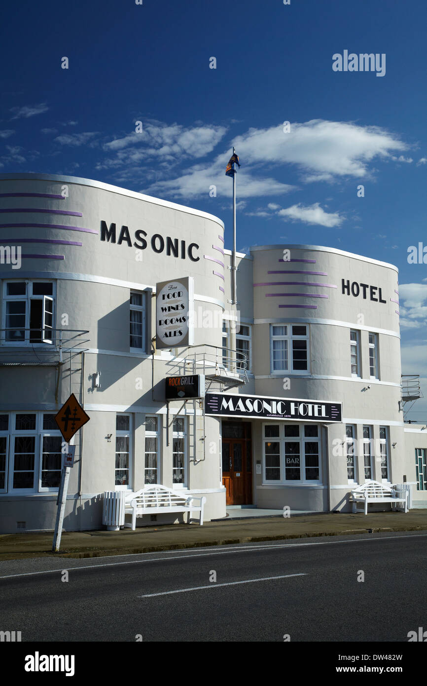 Art Deco Hotel Masónica (1937), St Andrews, South Canterbury, Isla del Sur, Nueva Zelanda Foto de stock