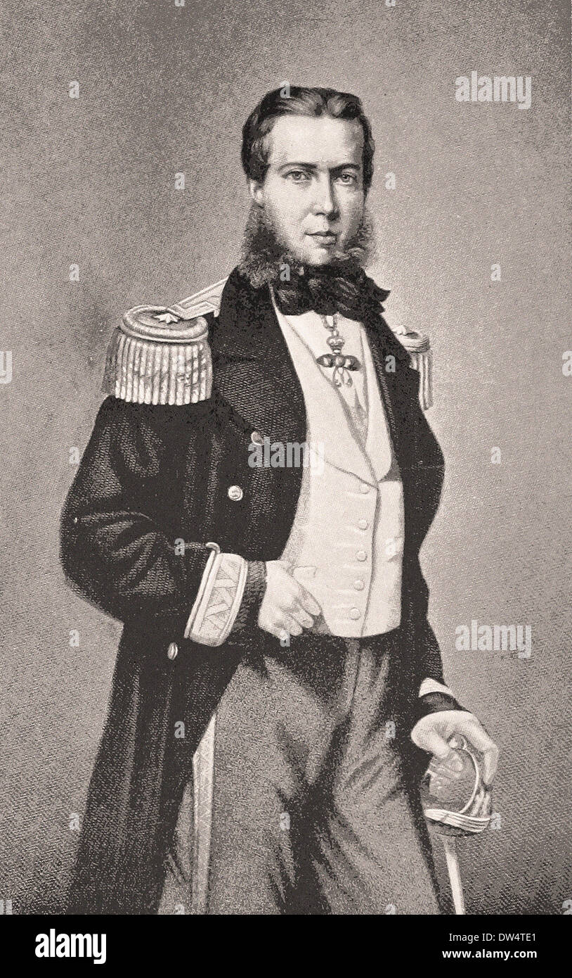 Retrato del Emperador Maximiliano - American grabado del siglo XIX. Foto de stock