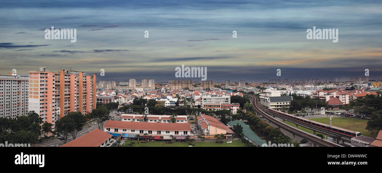Singapur Eunos Urbanización por la estación de tren MRT Panorama Foto de stock