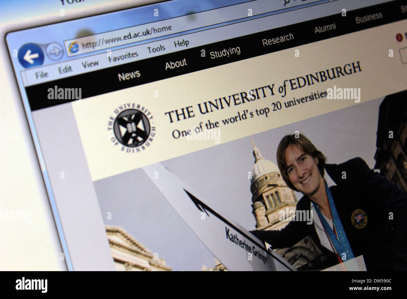 Sitio web de la Universidad de Edimburgo Foto de stock