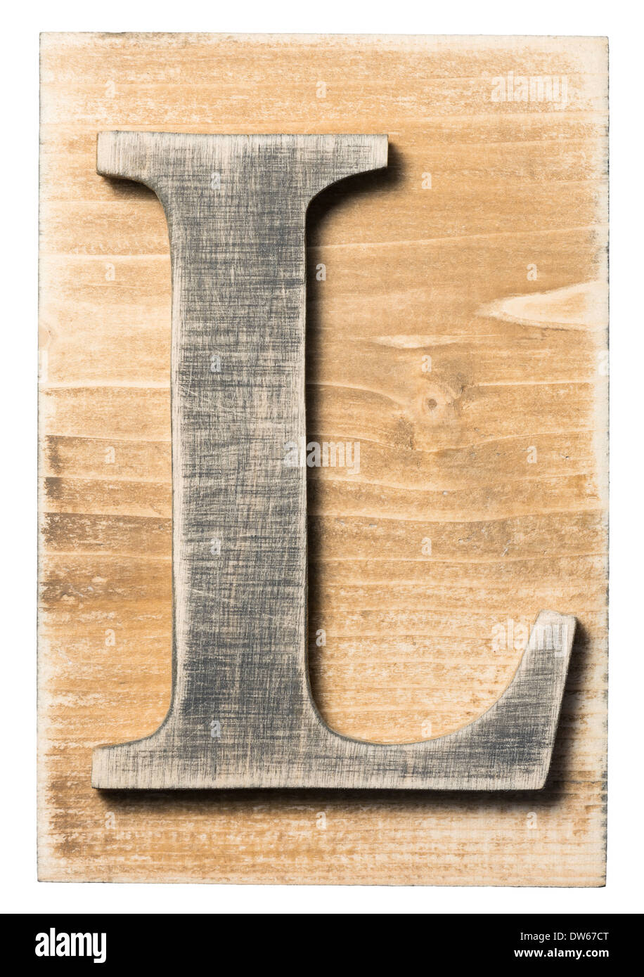 Bloque de letras del alfabeto de madera aislado en blanco Foto de stock