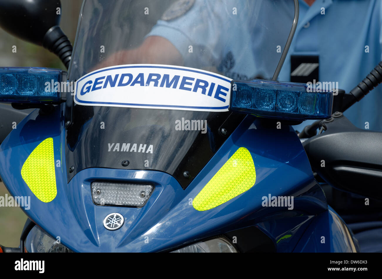 Detalle de la motocicleta, de escuadrón departamental de la policía francesa la seguridad vial Foto de stock