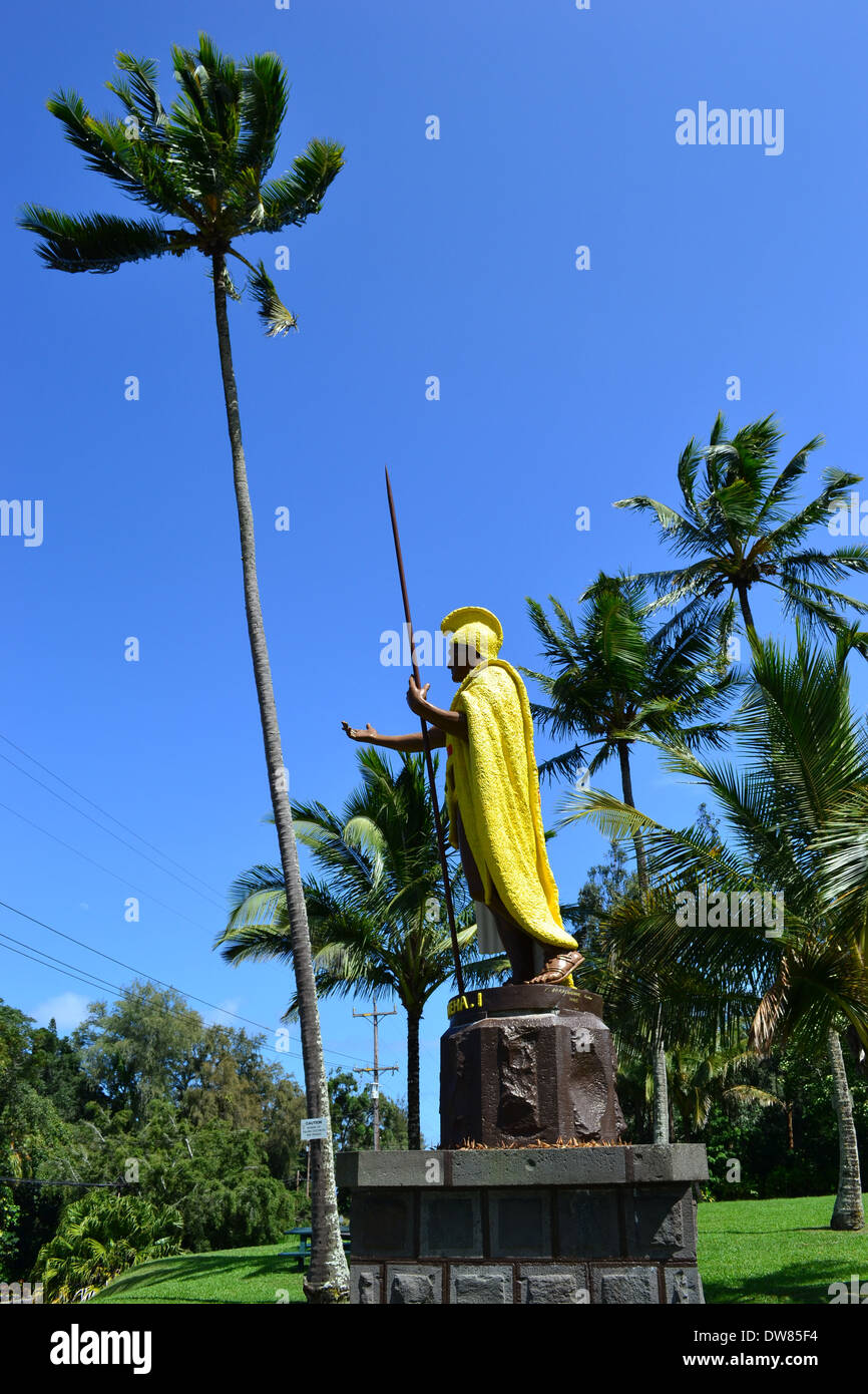 Original de la estatua del rey Kamehameha I, Kapaau, Big Island, Hawaii, EE.UU. Foto de stock