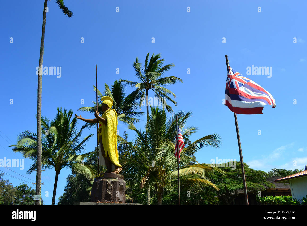 Original de la estatua del rey Kamehameha I, Kapaau, Big Island, Hawaii, EE.UU. Foto de stock