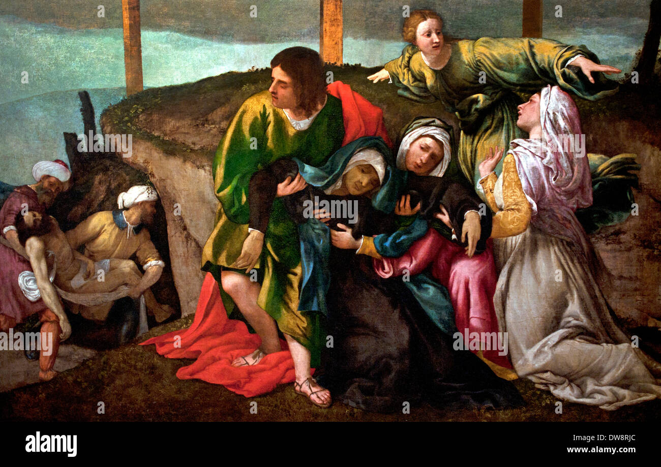 El desmayo de la Virgen durante el transporte a la tumba de Cristo de Lorenzo Lotto 1480 - 1556 Italia italiano Foto de stock