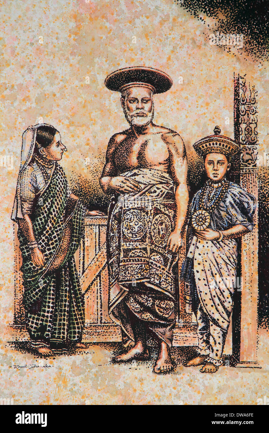 Sri Lanka, Kandy, la pintura de la pared, imagen histórica, personas Foto de stock