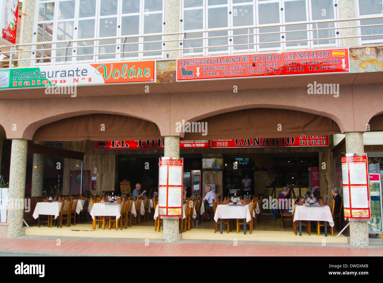 Restaurante, Calle Doreste y Molina street, Puerto Rico, Gran Canaria,  Islas Canarias, España, Europa Fotografía de stock - Alamy