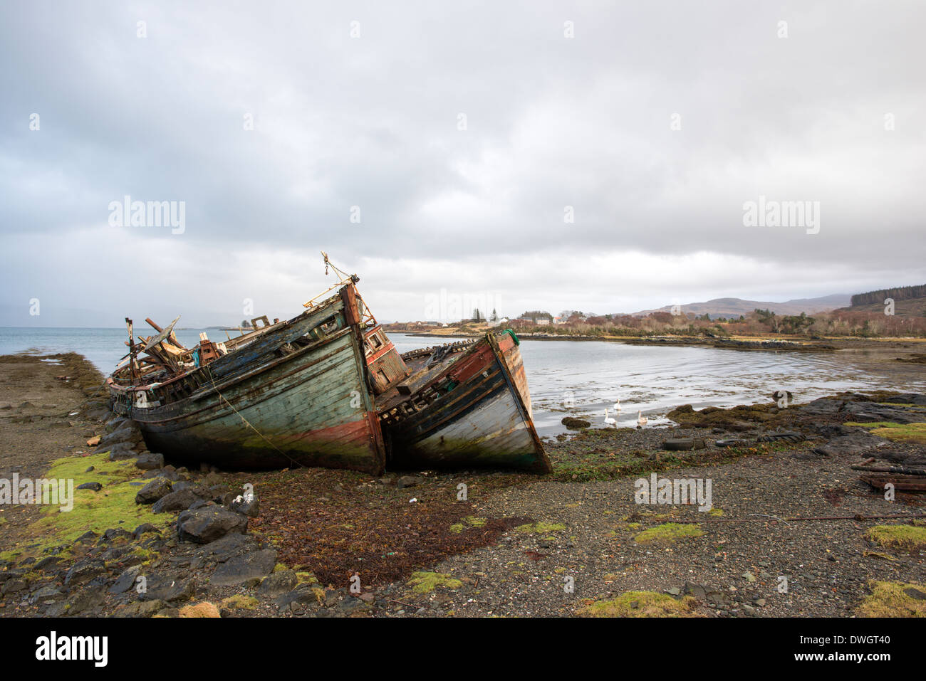 Barcos antiguos, Isle Of Mull, Inner Hebrides, Scotland, Reino Unido Foto de stock