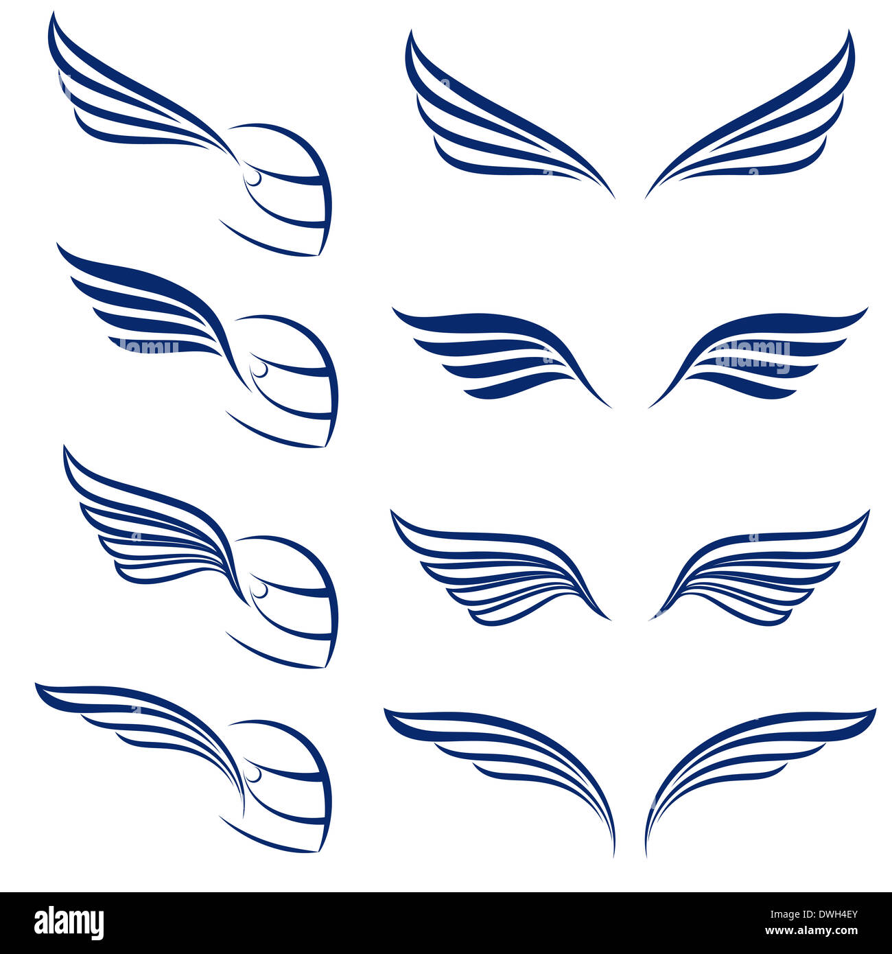 Elementos de diseño de alas de carreras. Ilustración sobre fondo blanco. Foto de stock