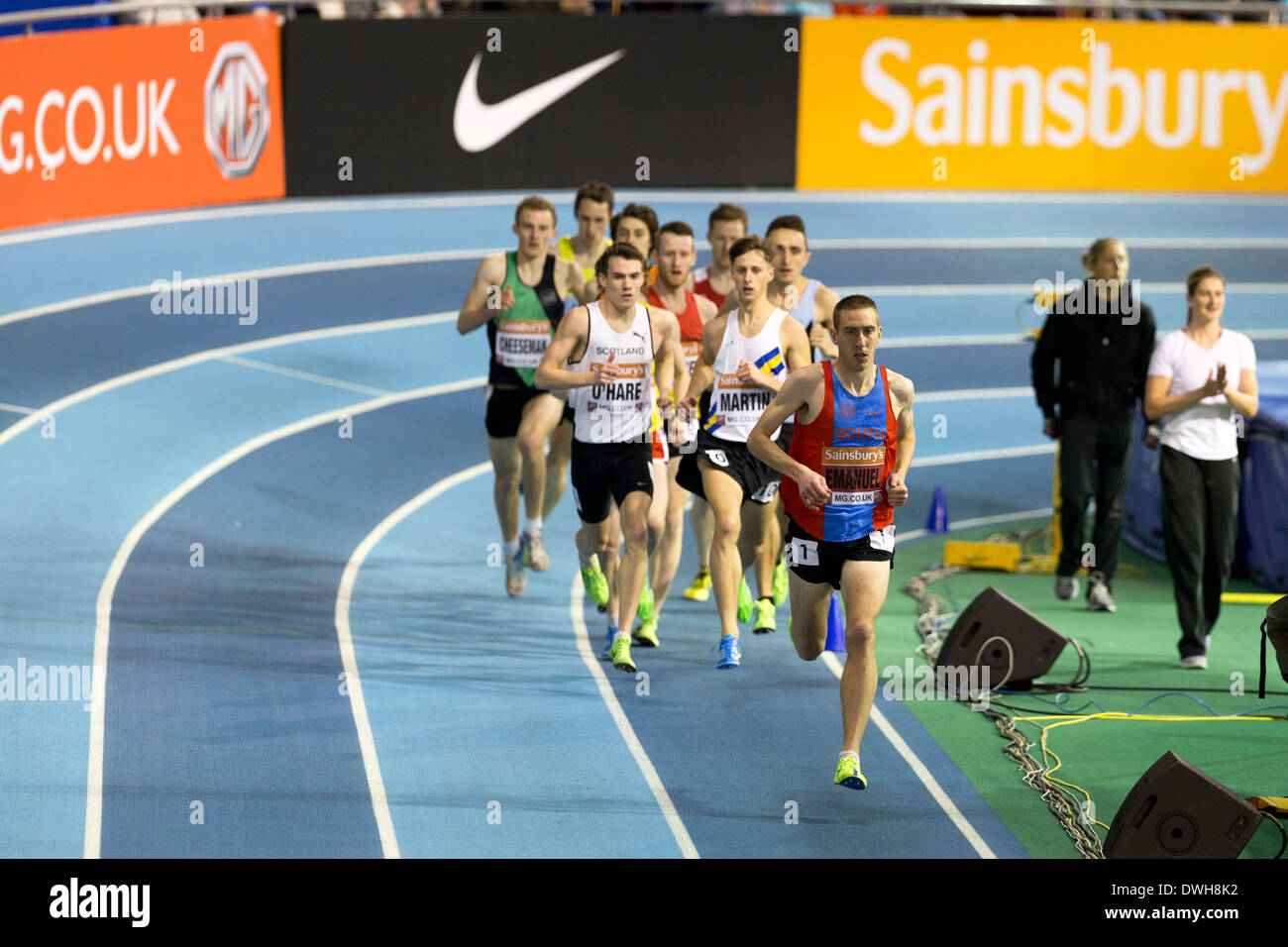 1500m hombres caliente 1 British Atletismo Campeonatos Indoor de Sheffield, Inglaterra. Foto de stock