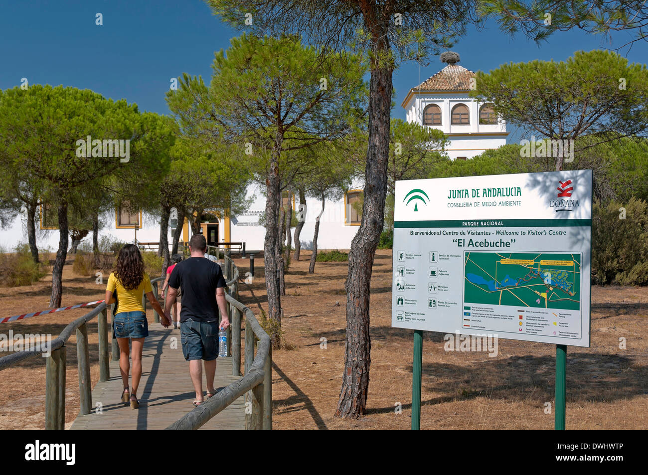 Centro de Visitantes El Acebuche, Parque Nacional de Doñana, Almonte, provincia de Huelva, en la región de Andalucía, España, Europa Foto de stock