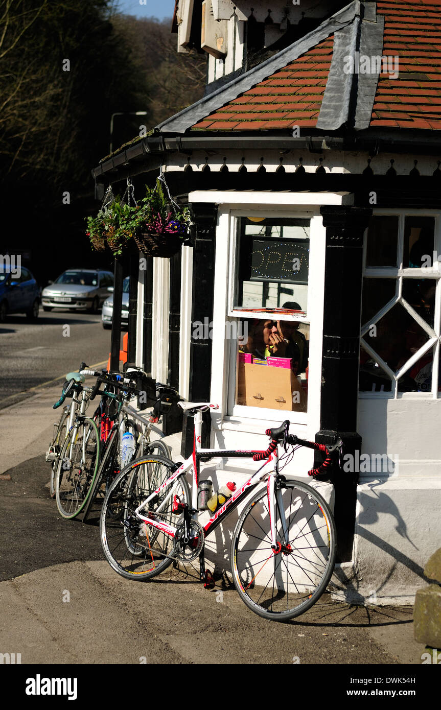 Cromford Ciclismo Cafe ,Derbyshire, Reino Unido. Foto de stock