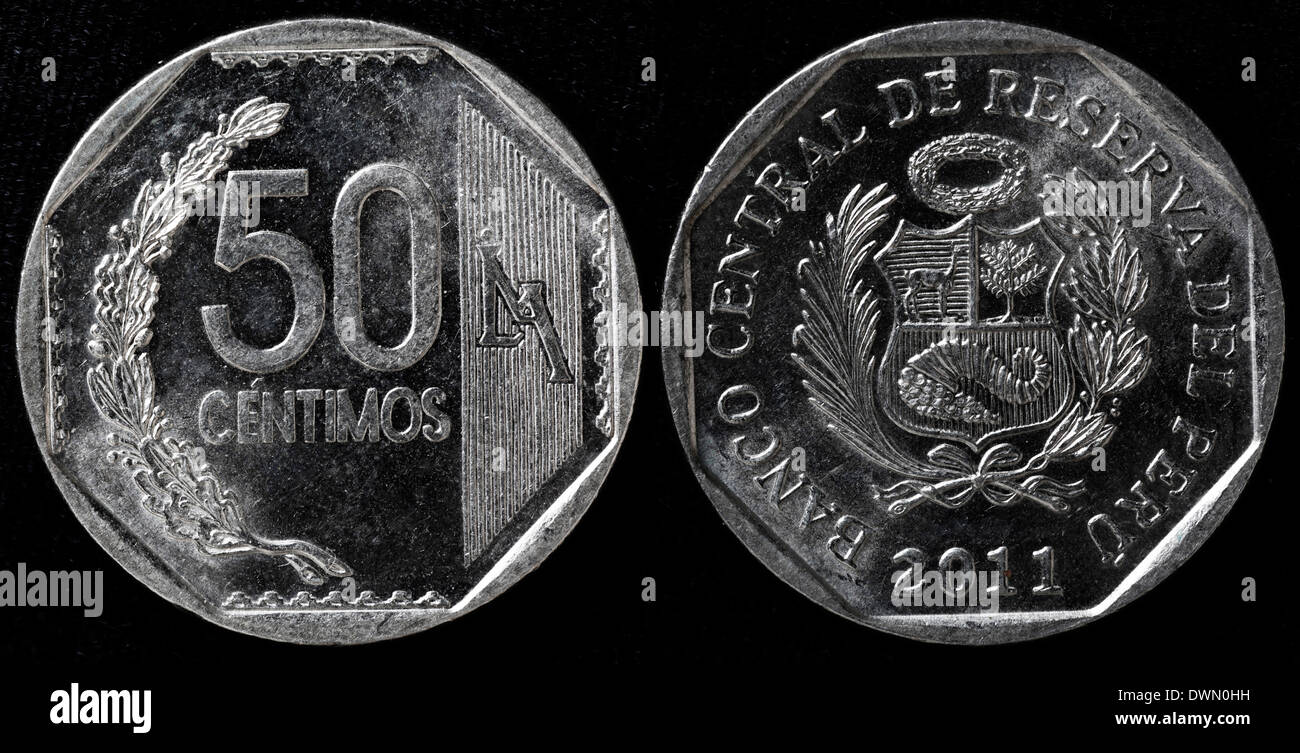 Moneda de 50 céntimos, Perú, 2011 Fotografía de stock - Alamy