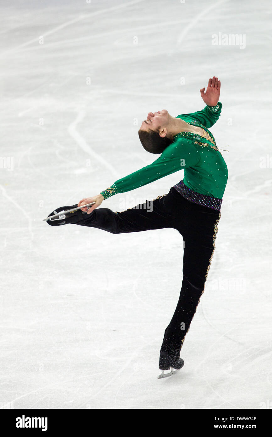 Jason Brown (Estados Unidos) compitiendo en los hombres libres del patinaje Patinaje artístico en los Juegos Olímpicos de Invierno, Sochi 2014 Foto de stock