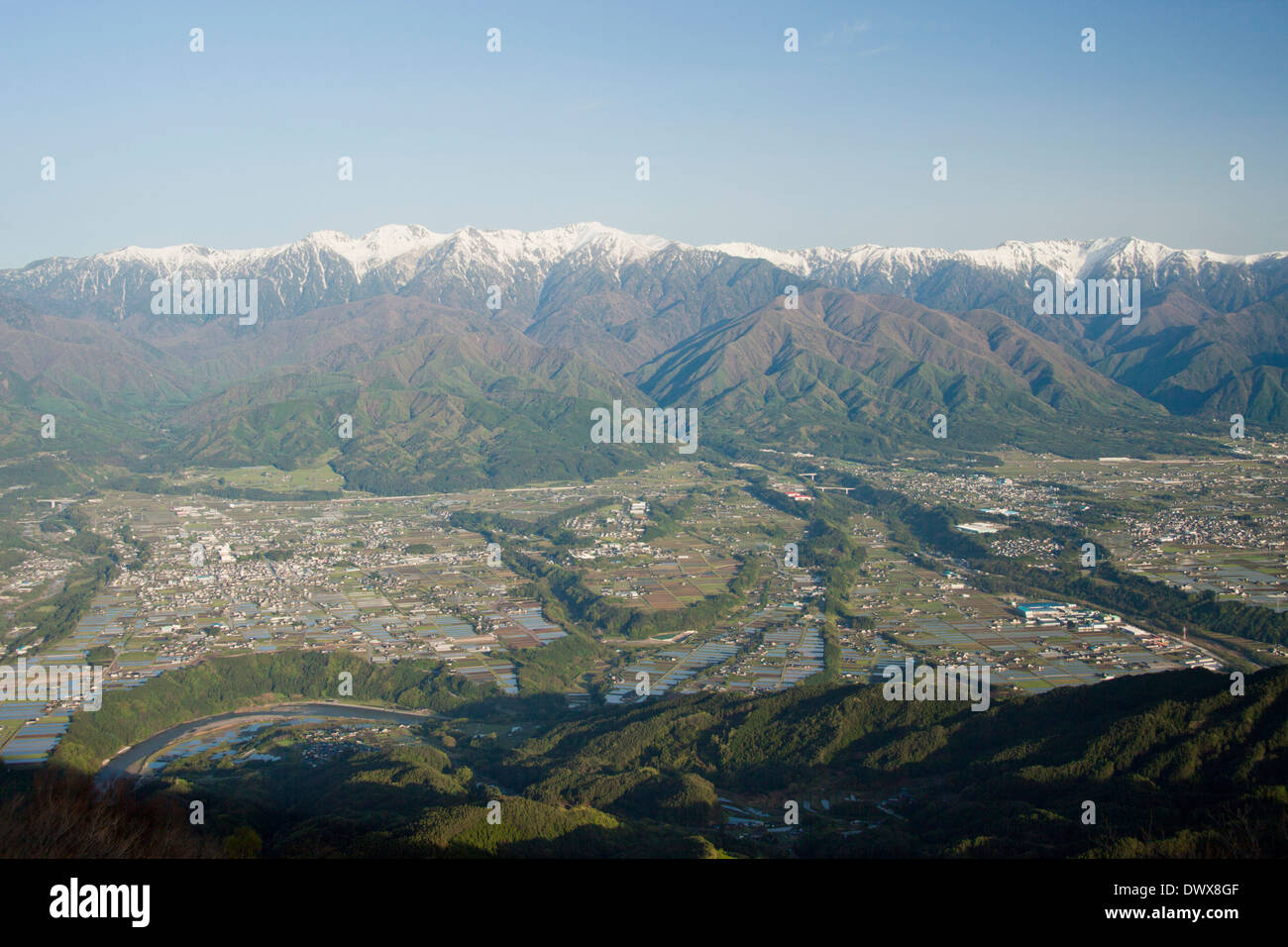 Cordillera en Nagano, Japón Foto de stock