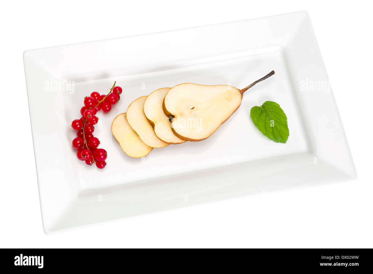 Grosella y pera son deliciosos y llenos de vitaminas Foto de stock