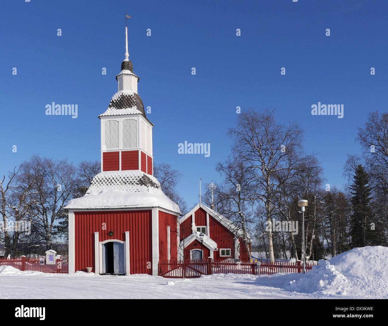 Iglesia de jukkasjärvi, Norrbottens län, Laponia, Suecia Foto de stock