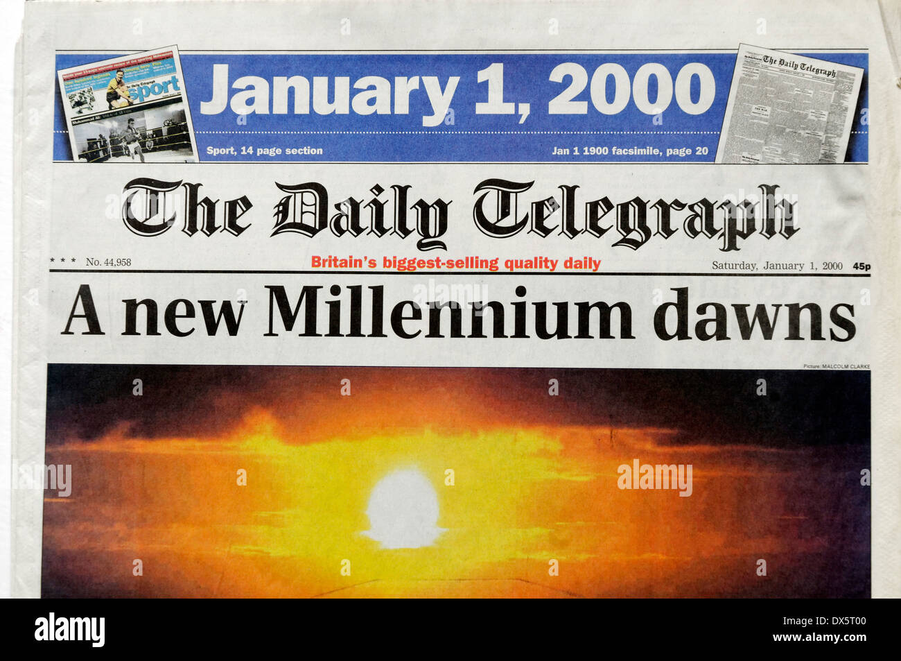 El Daily Telegraph a partir del 1º de enero de 2000 Foto de stock