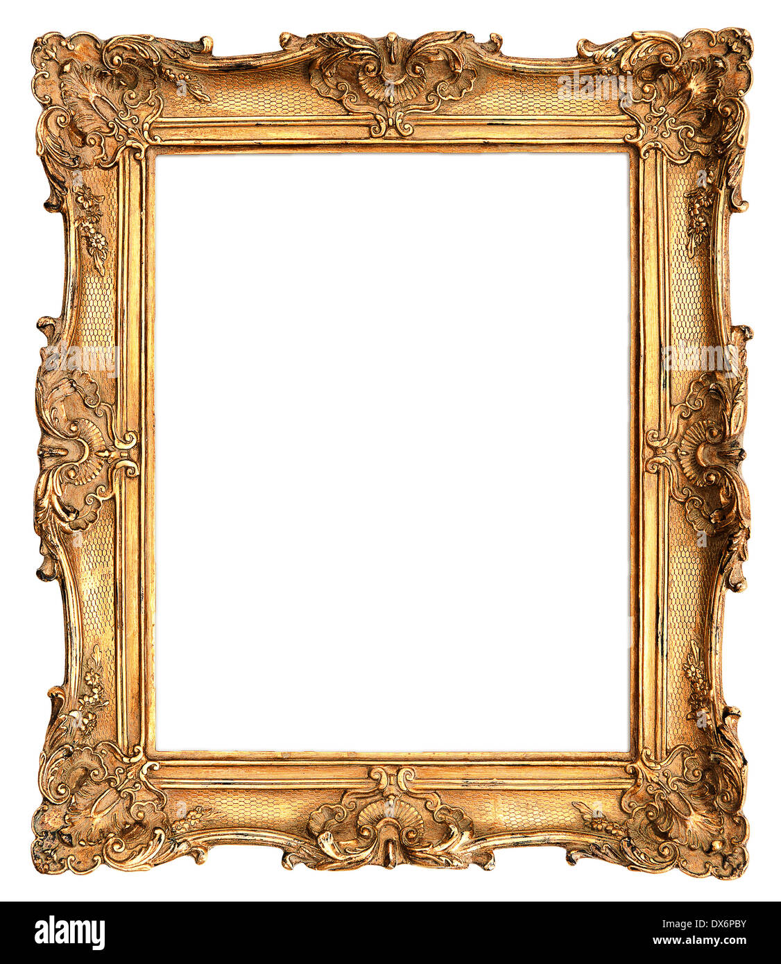 Antiguo marco dorado aislado sobre fondo blanco Fotografía de stock - Alamy