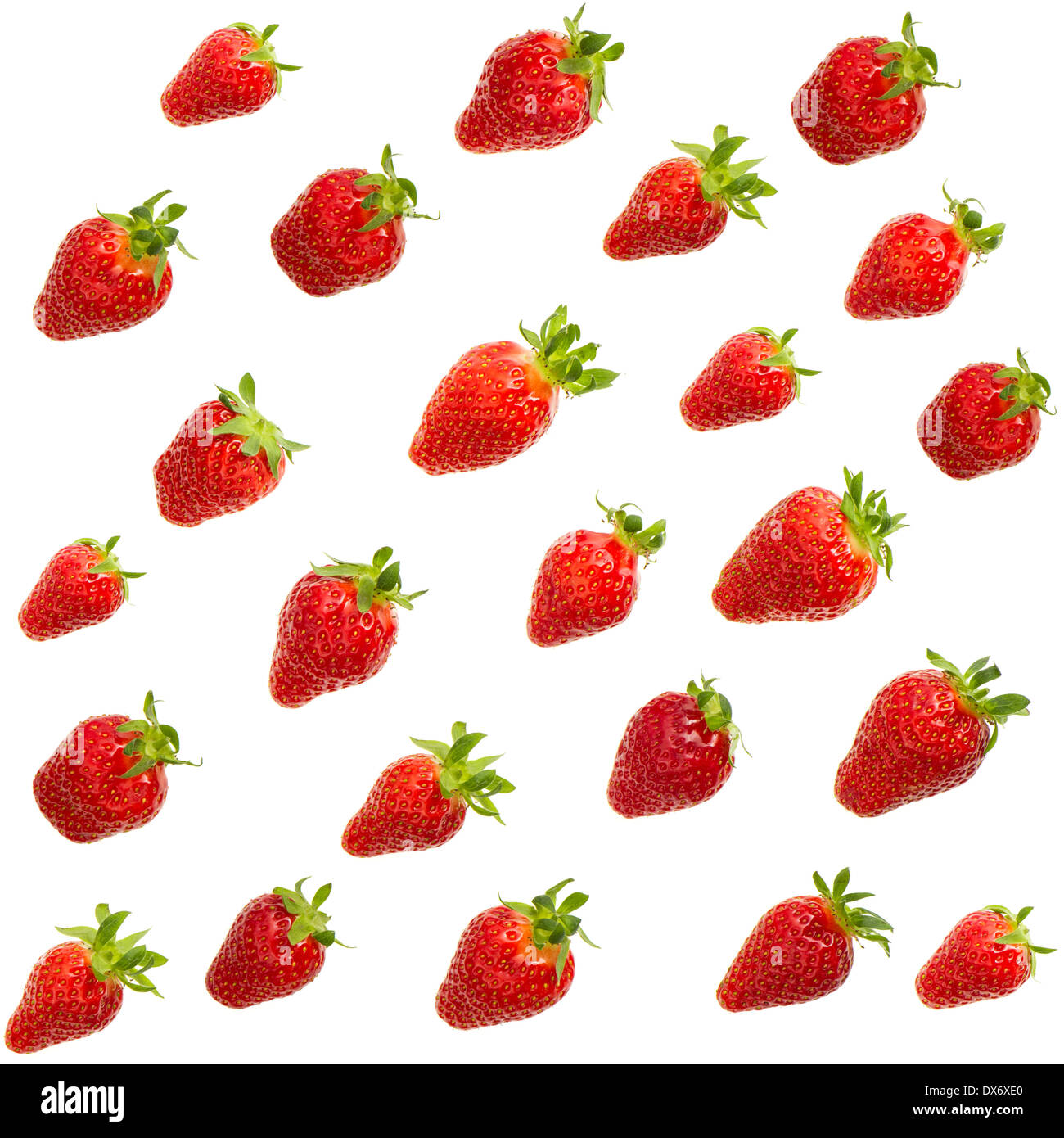 Patrón sin fisuras de fresas rojo sobre fondo blanco. Foto de stock