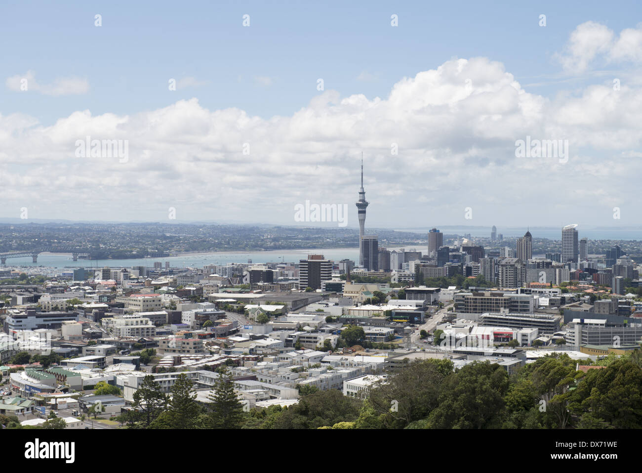 Vista de la ciudad de Mt Eden, que es el volcán más alto de Auckland, a 196m. Foto de stock