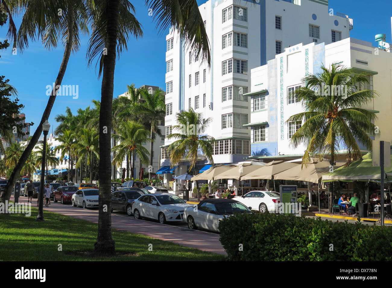 Ocean Drive de Miami South Beach Foto de stock