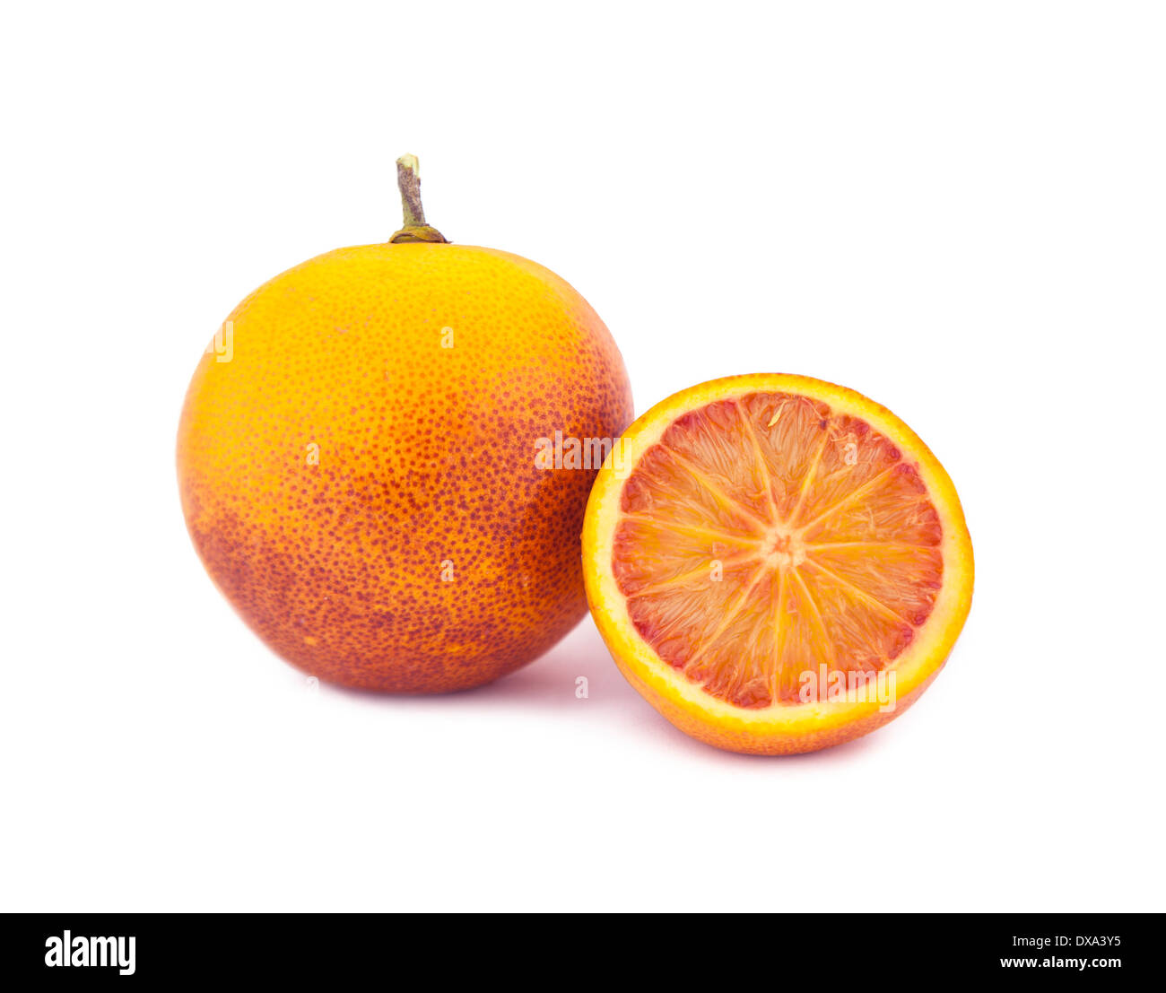 Las naranjas de sangre fresca aislado sobre fondo blanco. Foto de stock