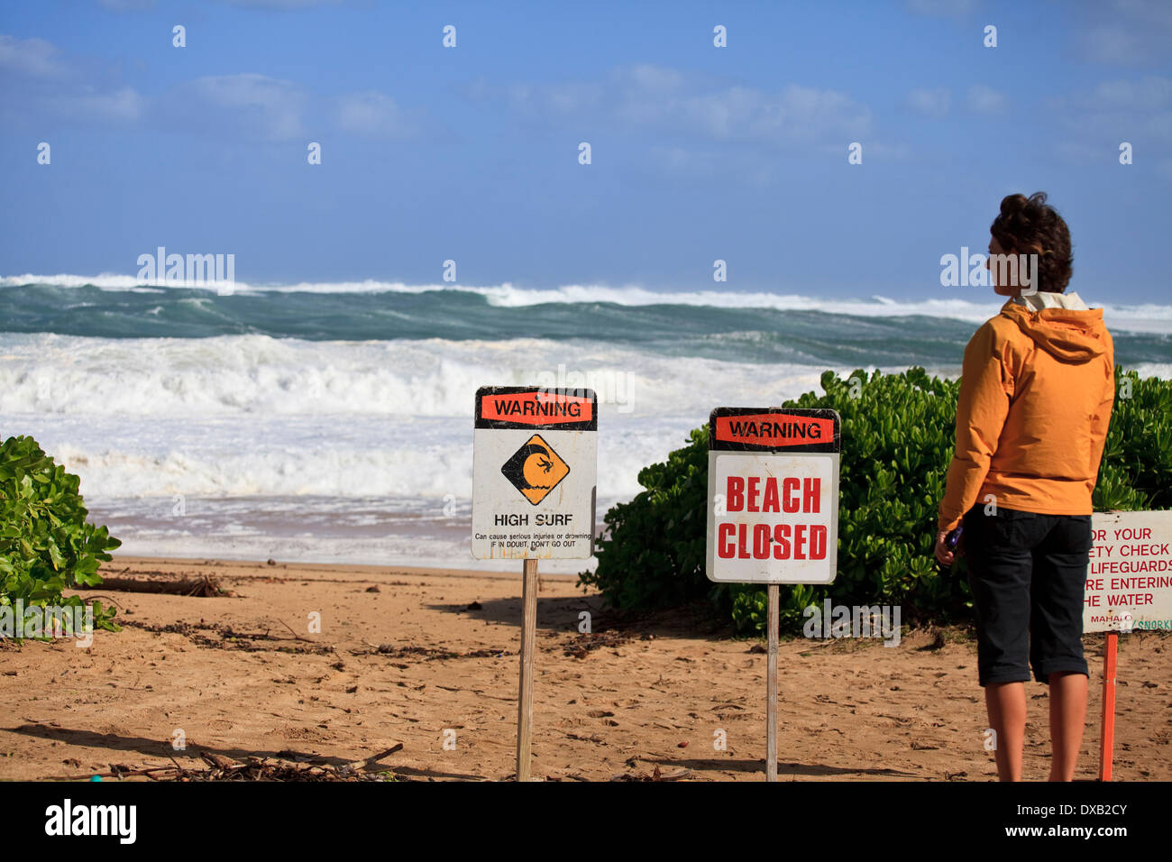 Haena Beach después de una tormenta tropical de Kauai, Hawaii. Foto de stock