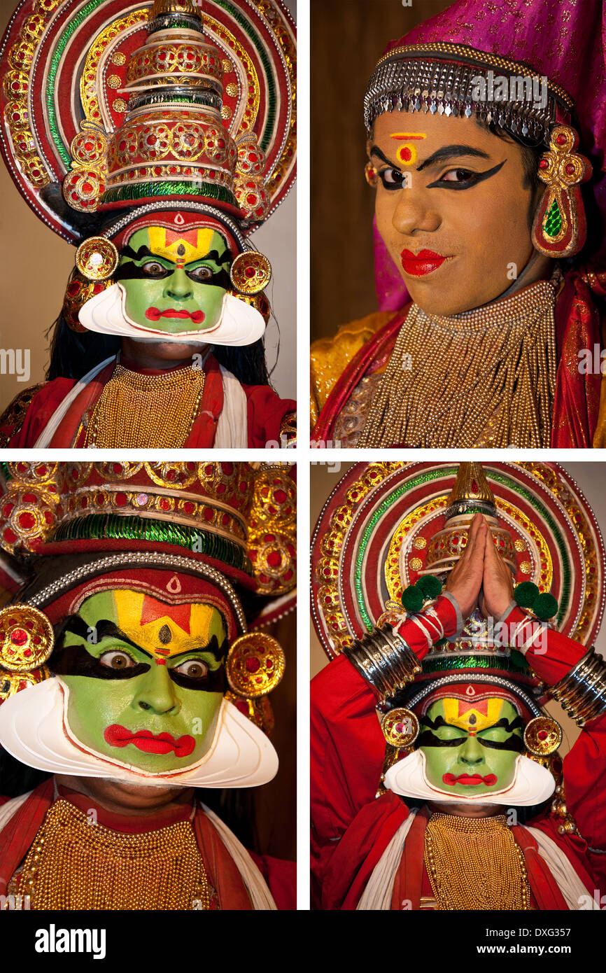 Bailarín de Kathakali en Cochin en Kerala, región del sur de la India Foto de stock