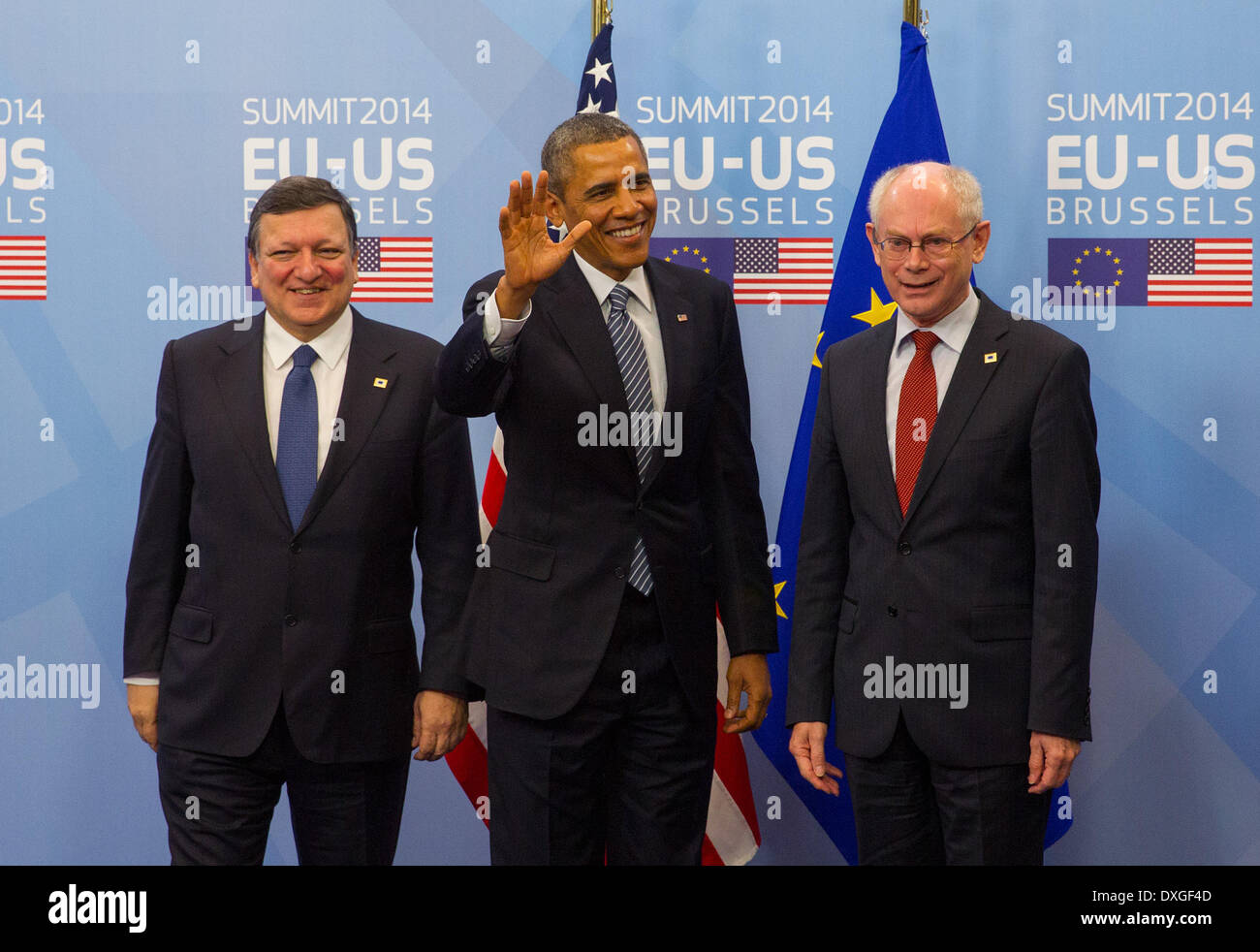 Visita del Presidente de Estados Unidos Barack Obama a la UE, José Manuel Barroso, Presidente de la Comisión Europea. Barack Obama, presidente, unidad Foto de stock