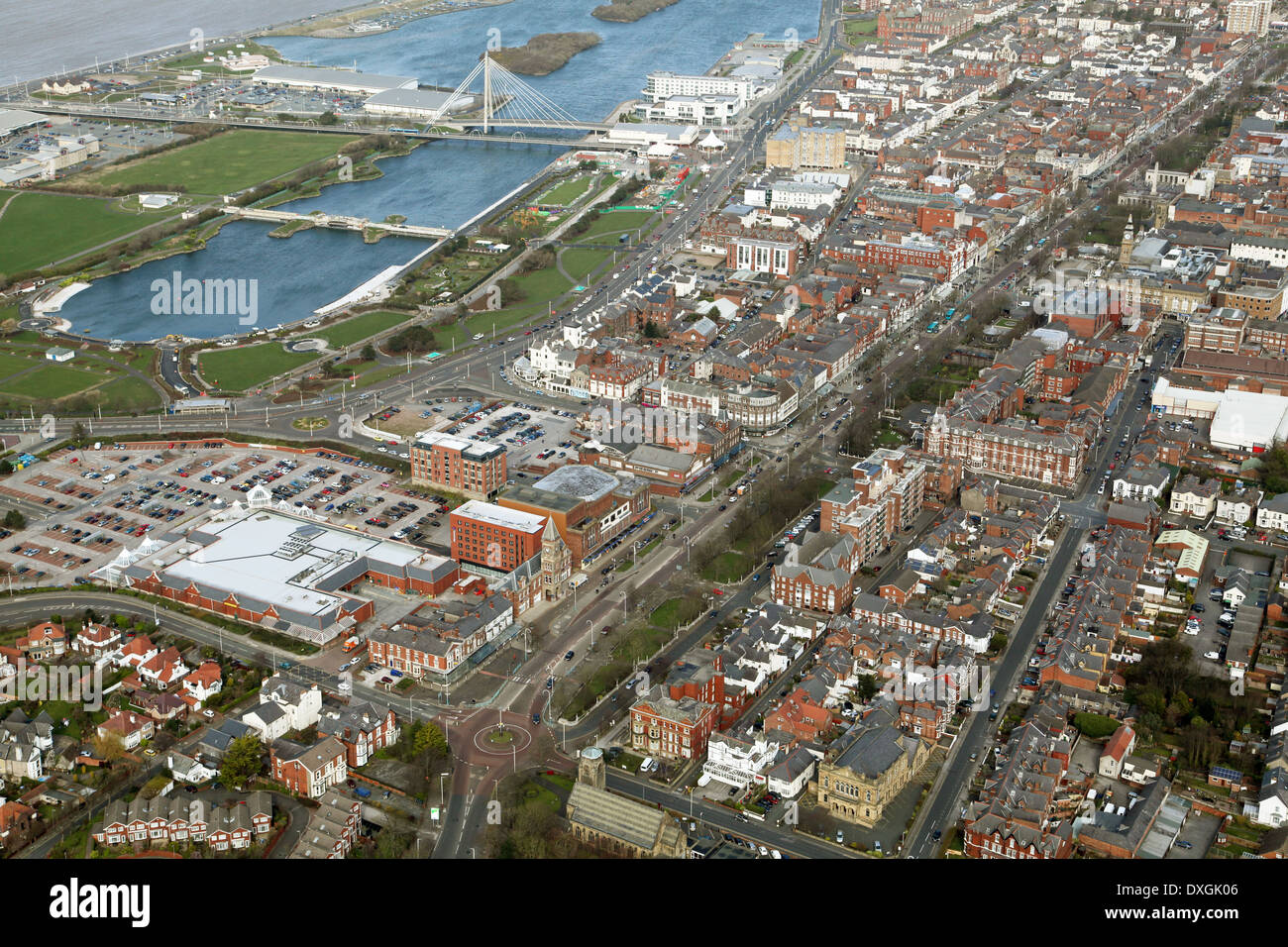 Vista aérea de la ciudad costera de Southport, Lancashire Foto de stock