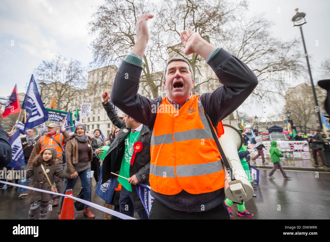 Miles de maestros de marzo sobre la tuerca huelga día en Londres. Foto de stock