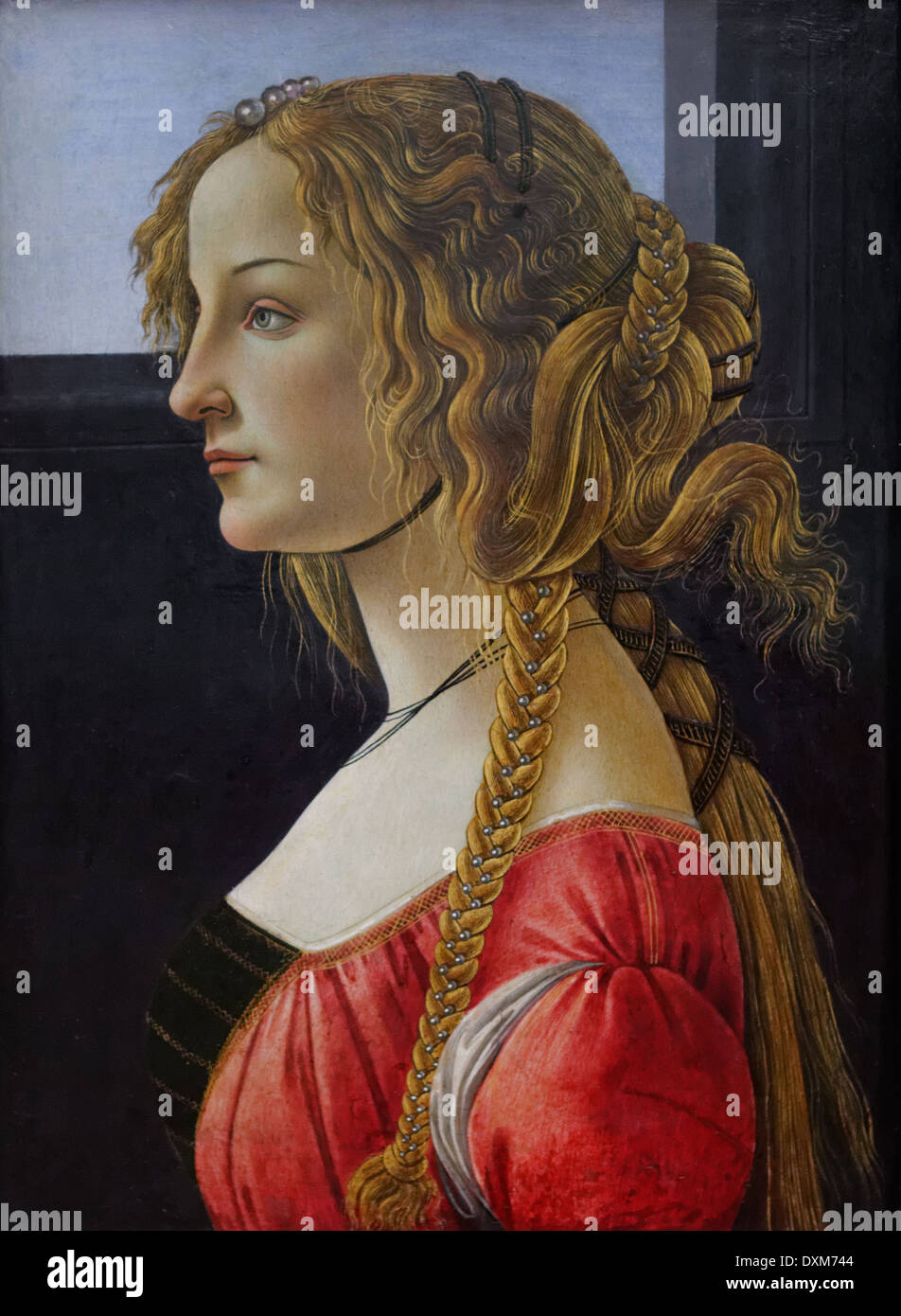 Sandro Botticelli - Perfil retrato de una joven - 1460 - Siglo XV - escuela de italiano - Gemäldegalerie - Berlín Foto de stock