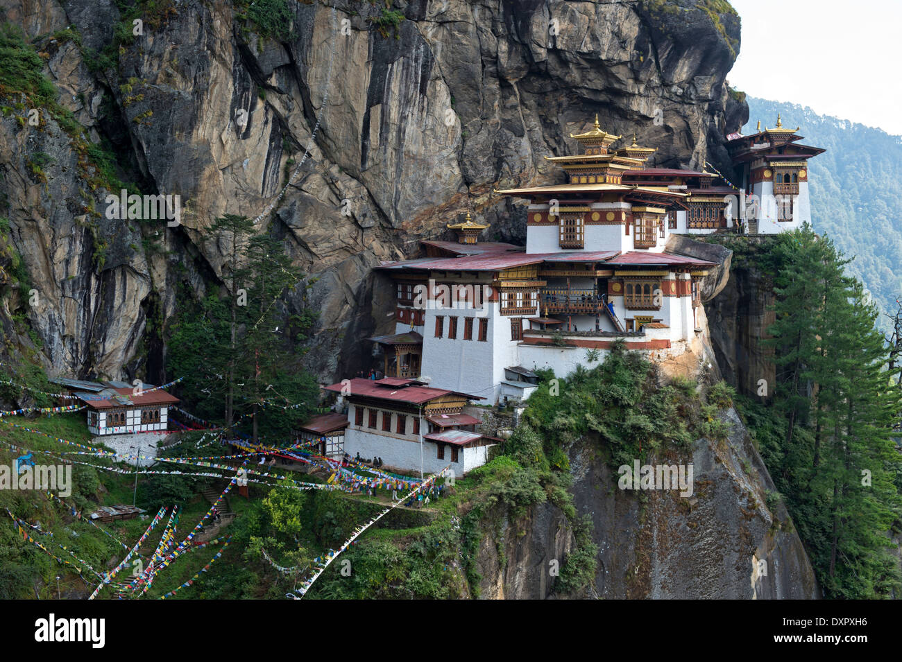 Tiger's Nest Monasterio Palphug Taktsang, monasterio, Paro, Bhután Foto de stock