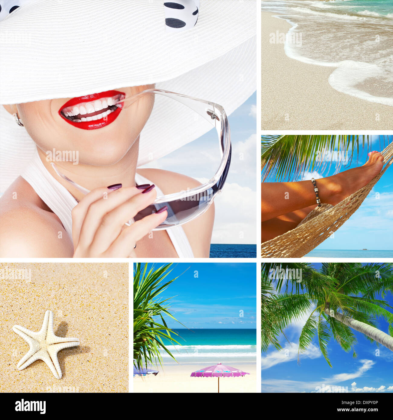 Playa de verano tema collage compuesto de unas cuantas imágenes Fotografía  de stock - Alamy