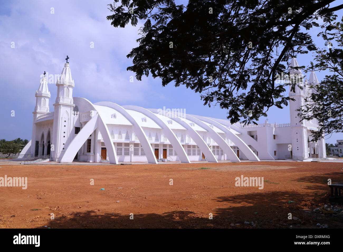 Por la mañana, estrella, iglesia, veilankani, Tamil Nadu, India Foto de stock