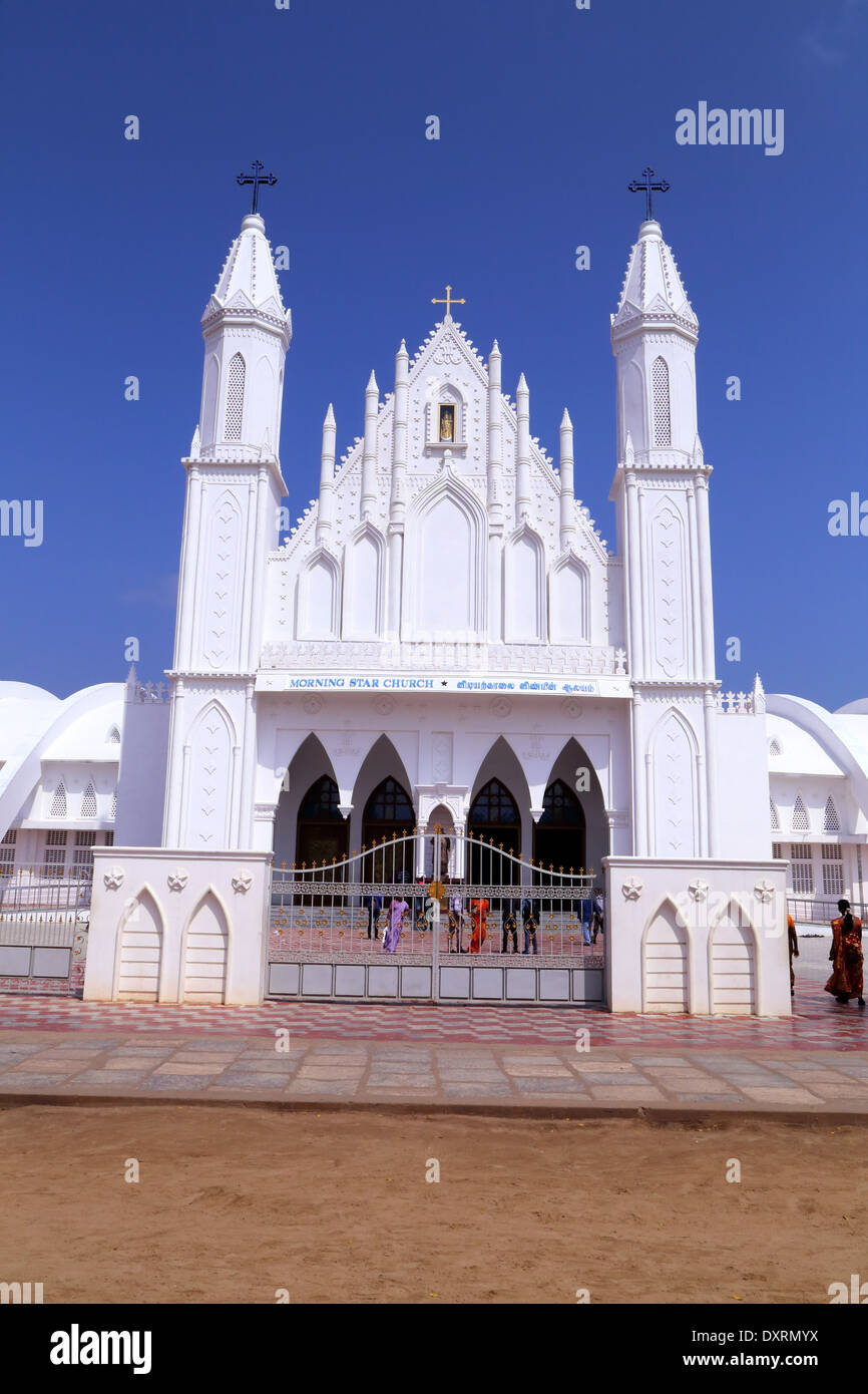 La estrella de la mañana, la iglesia de Nuestra Señora de la salud de Vailankanni, distrito de Nagapattinam, Tamil Nadu, India Foto de stock
