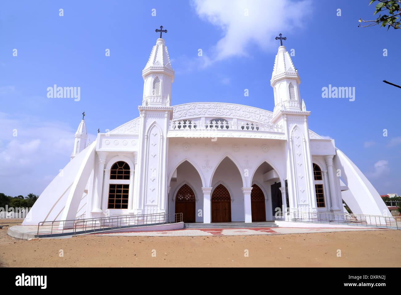 La estrella de la mañana, la iglesia de Nuestra Señora de la salud de Vailankanni, distrito de Nagapattinam, Tamil Nadu, India Foto de stock