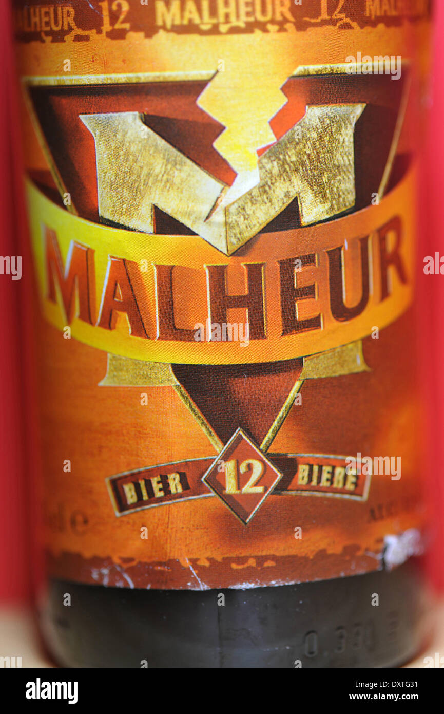 Etiqueta de la marca de cerveza belga 'Malheur' (Inglés 'Mishap