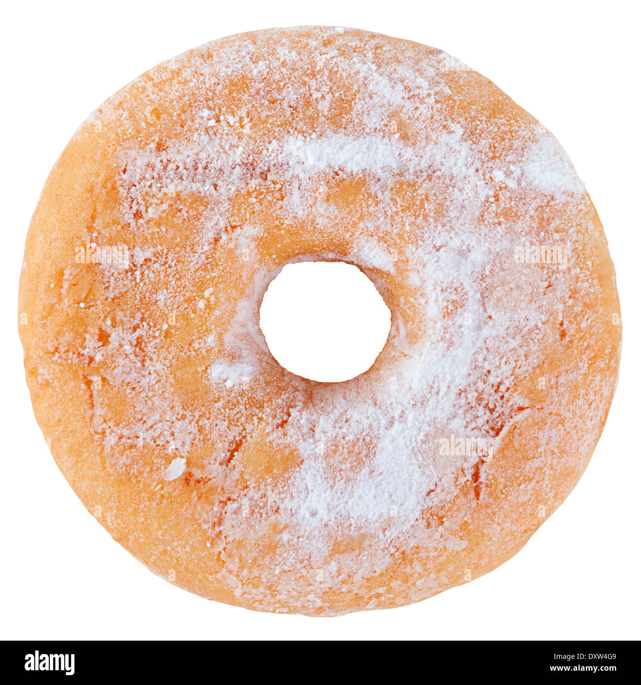 Donut de azúcar en polvo aislado en blanco Foto de stock