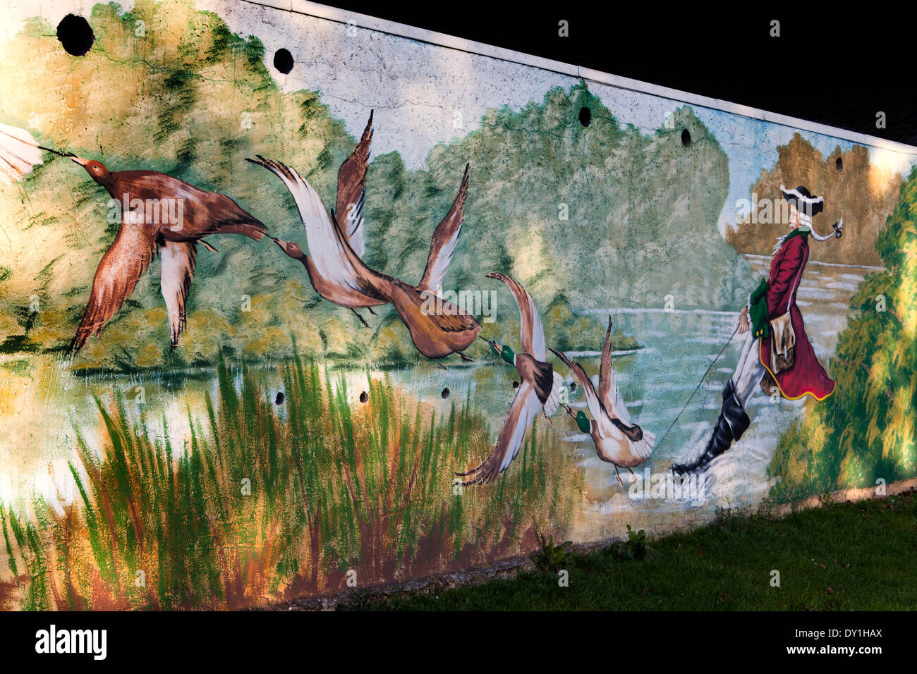 Baron Muenchhausen, Graffiti, Bodenwerder, Weserbergland, Baja Sajonia, Alemania Foto de stock