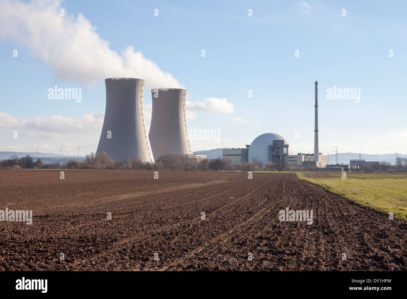 Plantas de Energía Nuclear, Grohnde Emmerthal, Hameln, Baja Sajonia, Alemania, Europa Foto de stock
