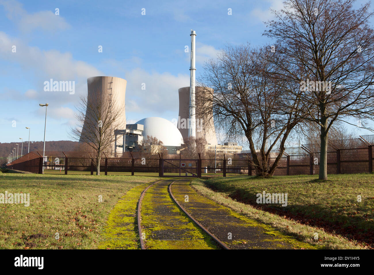 Plantas de Energía Nuclear, Grohnde Emmerthal, Hameln, Baja Sajonia, Alemania, Europa Foto de stock