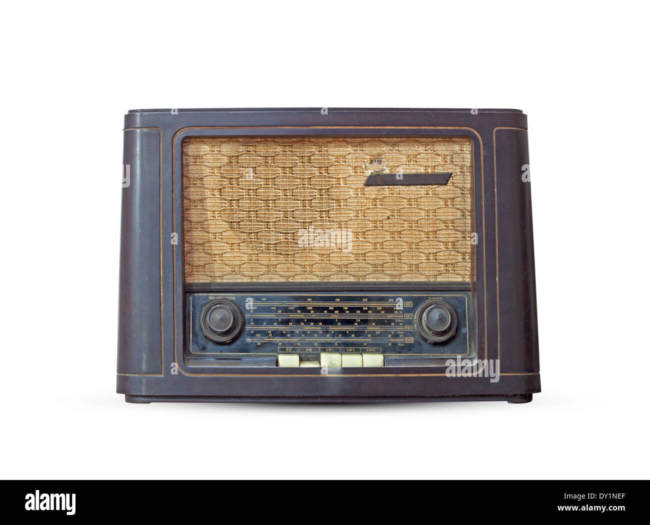 La radio antigua. Ilustración realista de un receptor de radio antiguo del siglo pasado Foto de stock