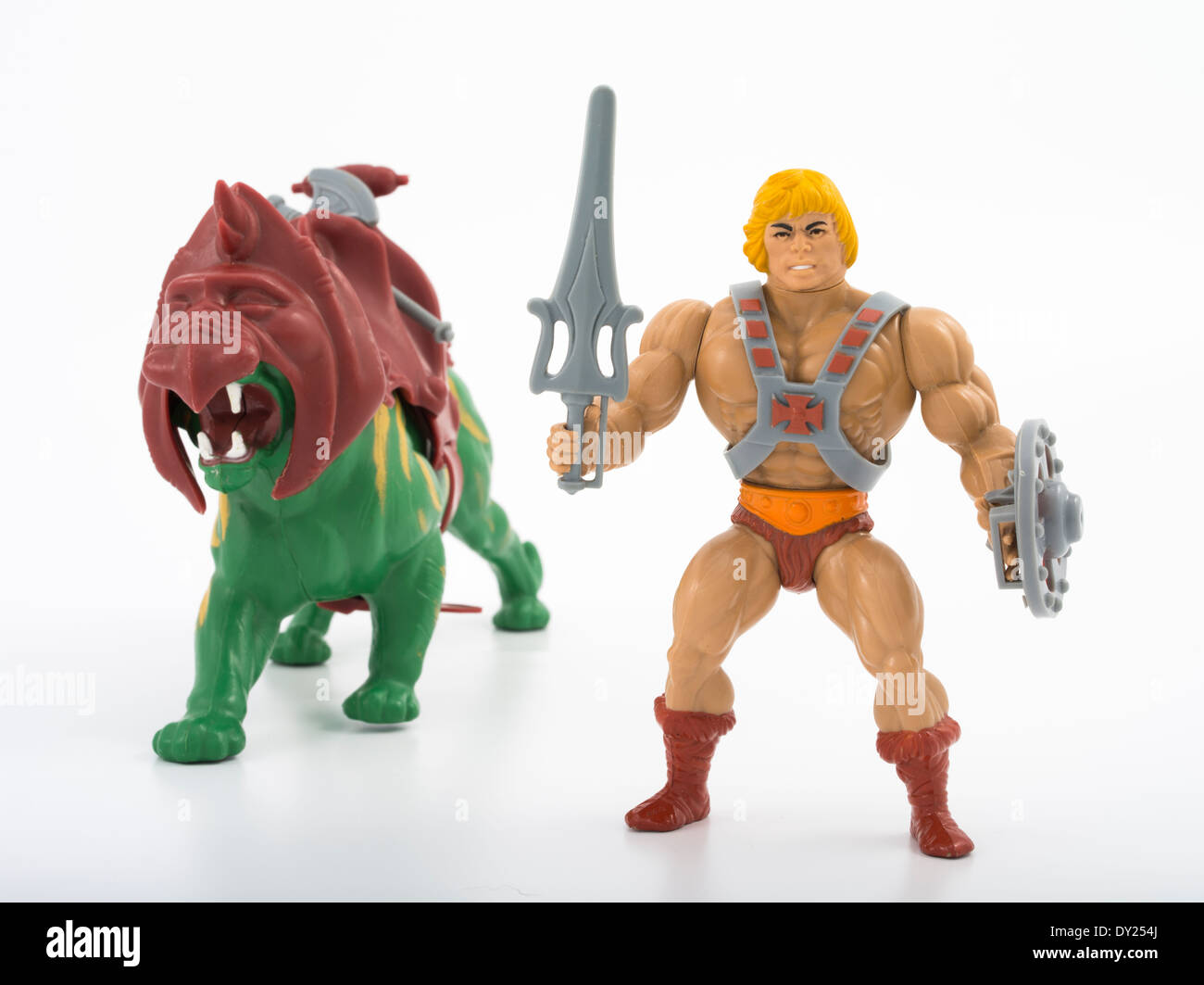 Battle Cat y He-Man Masters del Universo Figuras de Acción de Mattel 1982 Foto de stock