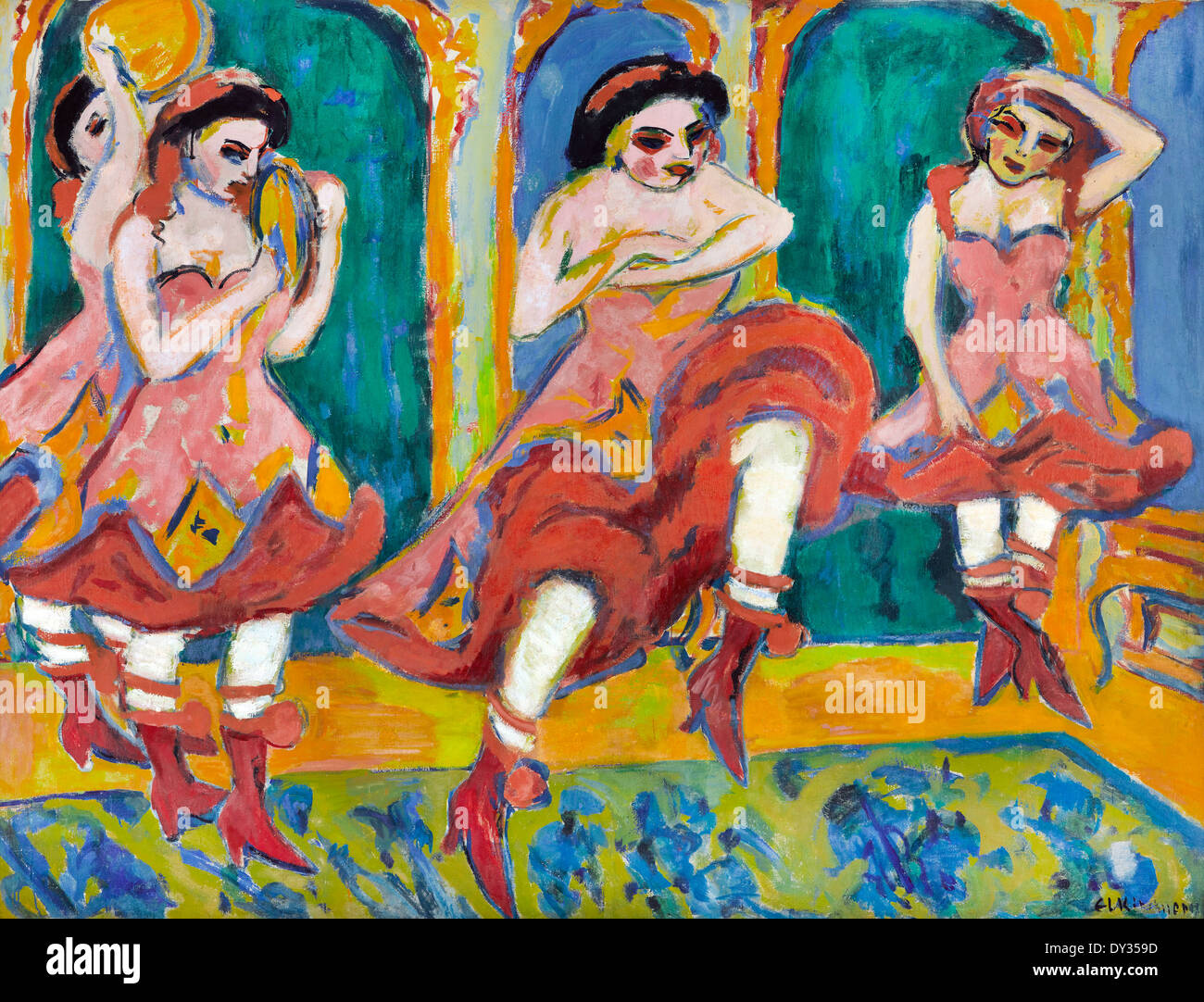 Ernst Ludwig Kirchner, Czardas bailarines 1905-1920 Óleo sobre lienzo. Gemeentemuseum Den Haag, La Haya, Países Bajos. Foto de stock