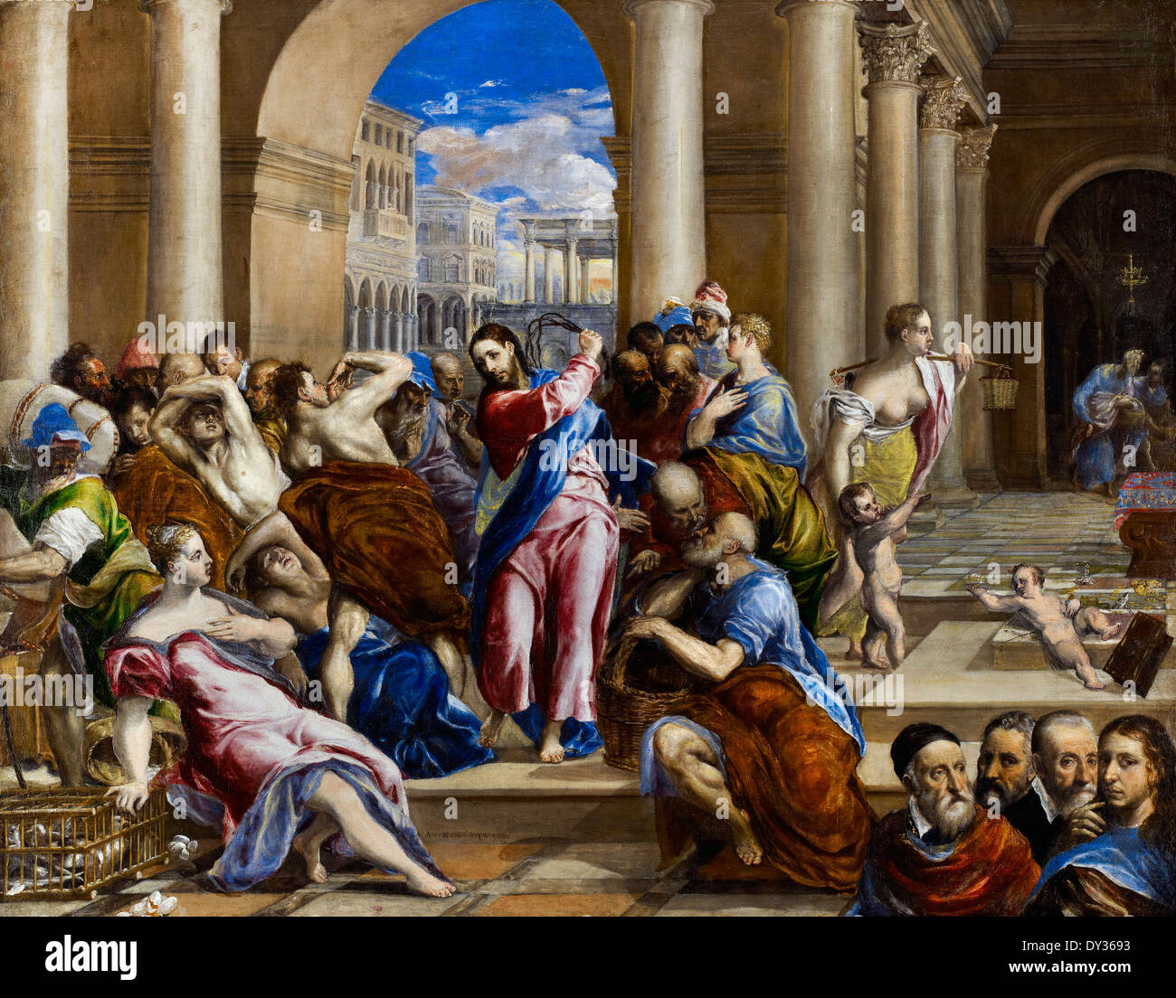 El Greco, Cristo conduce los cambiadores de dinero del Templo. Circa 1570. Óleo sobre lienzo. Minneapolis Institute of Arts, ESTADOS UNIDOS. Foto de stock
